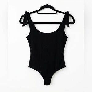 Don't Ask Why Black Tie-Shoulder Bodysuit | One Size (Fits S/M) | Made in Italy